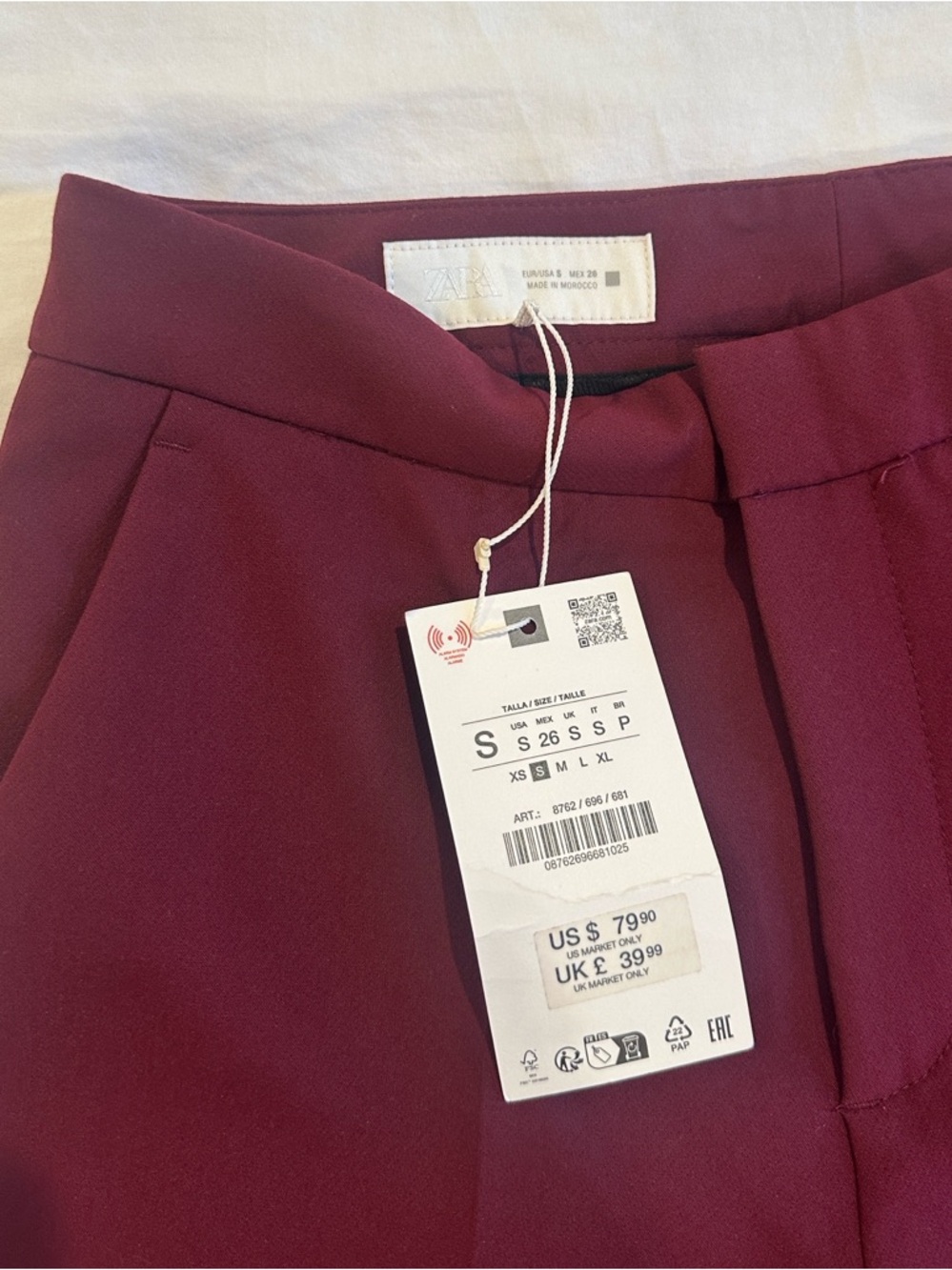 Zara feather cuff blazer XS and pants S set in burgundy - Picture 9 of 12